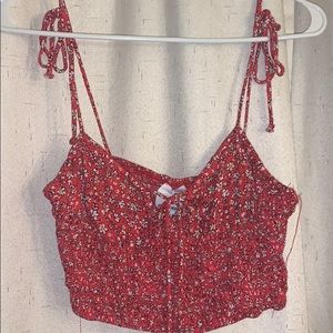 Red floral tank